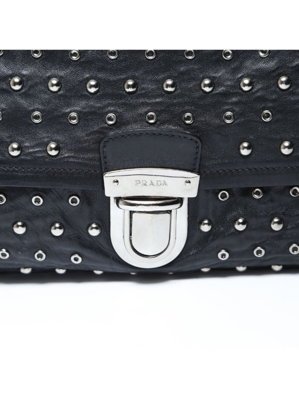 ★SOLD★ Prada Shoulder Bag Studded Chain Silver - Picture 8 of 10